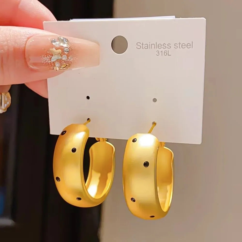 Geometric Polka Dot Hoop Drop Earrings – Gold & Silver Drop Earrings Axl