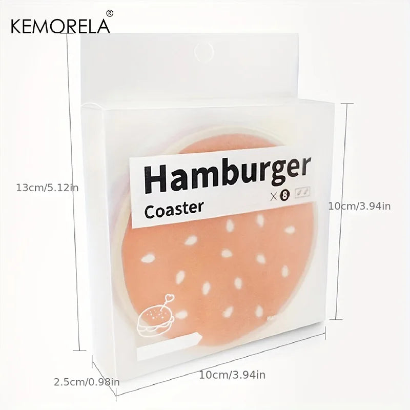 8-Piece Burger Shape Silicone Coaster Set | Fun Kitchen Gift Silicone Coaster Set Axl