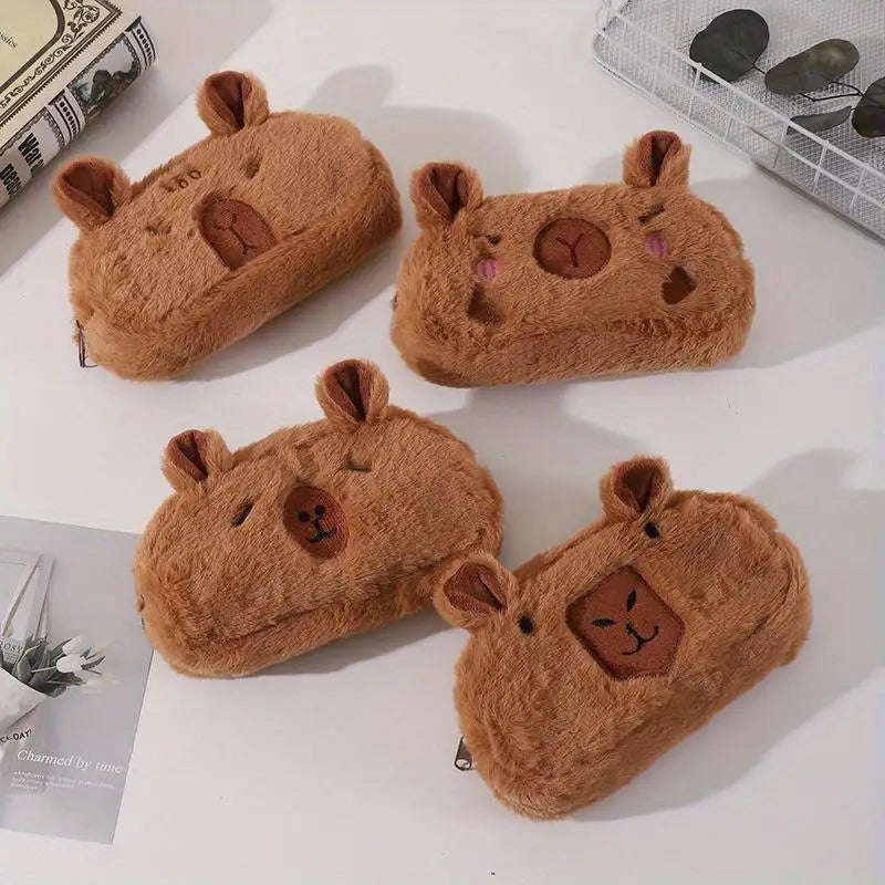Capybara Plush Pencil Case – Large Capacity Student Pouch Plush Pencil Case Axl