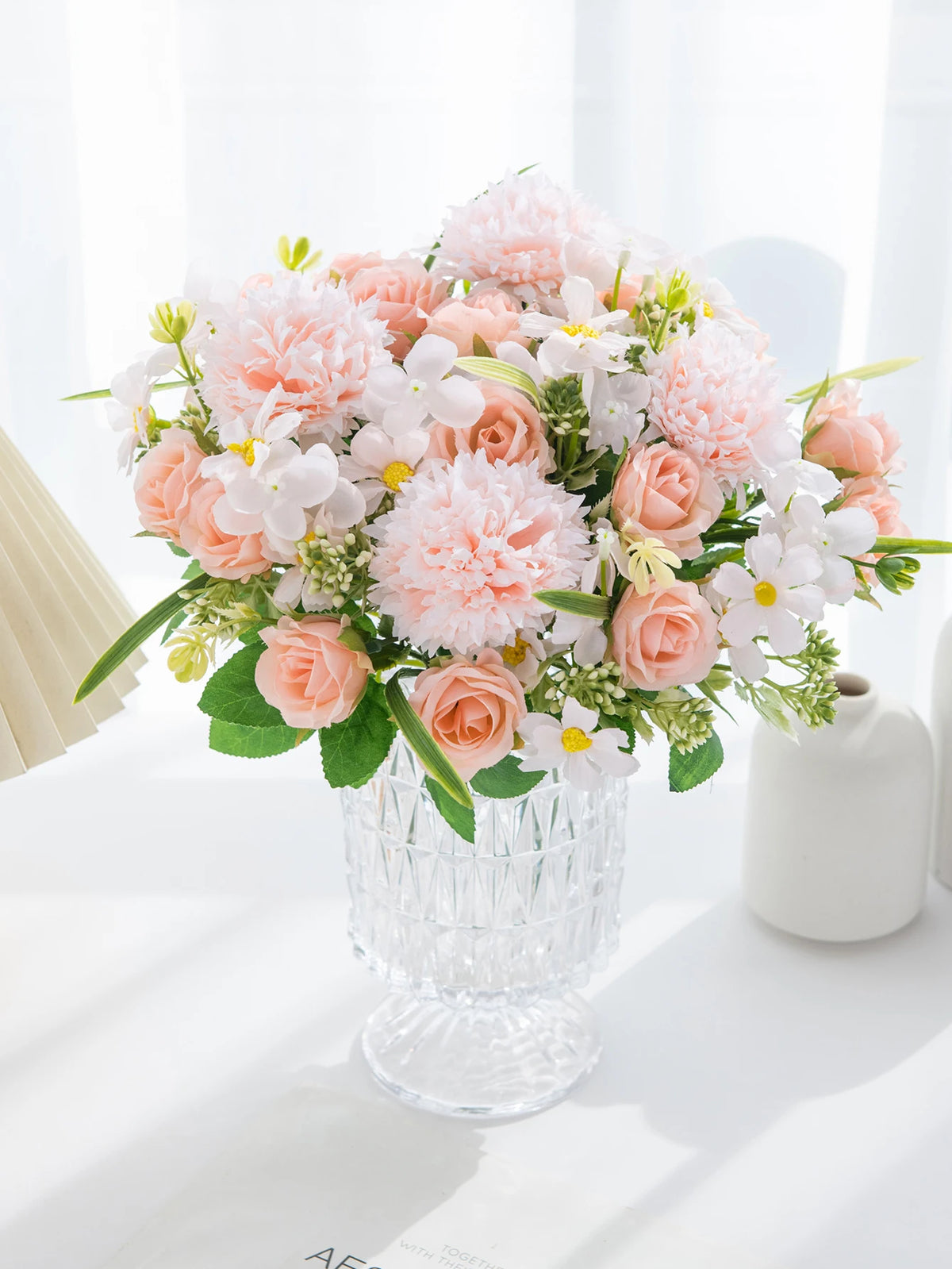 Silk Rose Artificial Flower Bouquet – Wedding & Home Decor Artificial Flower Bouquet Axl Champagne 1 PC