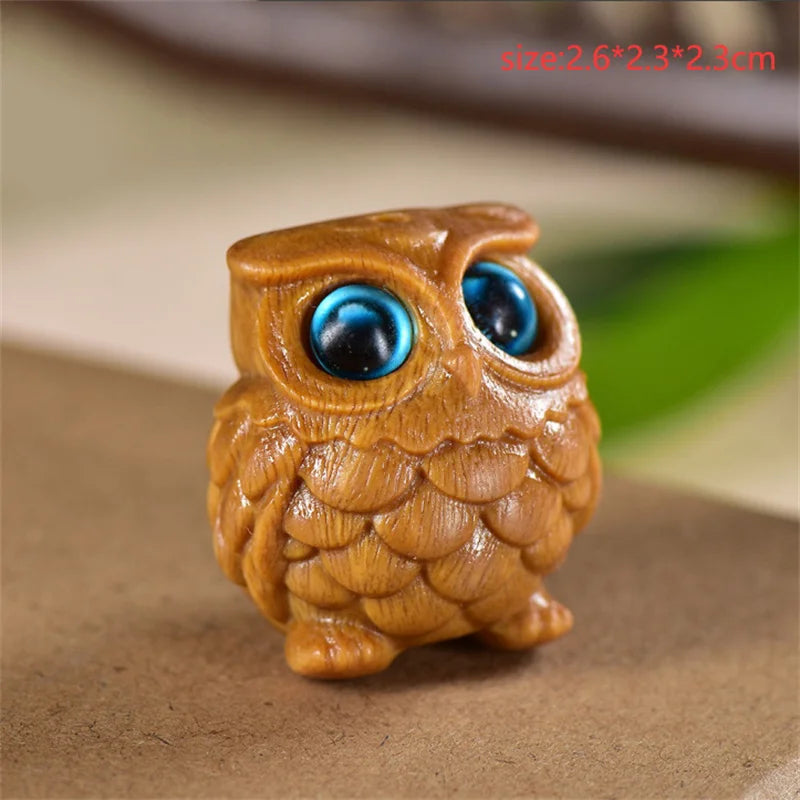 Mini Wood Carved Owl Pendant – Green Sandalwood DIY Ornament Wood Carved Ornament Axl