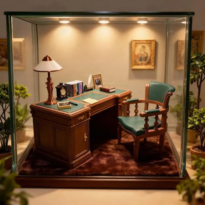 1:12 Dollhouse Miniature Vintage Office Desk & Chair Set – Retro Dollhouse Miniature Furniture Axl