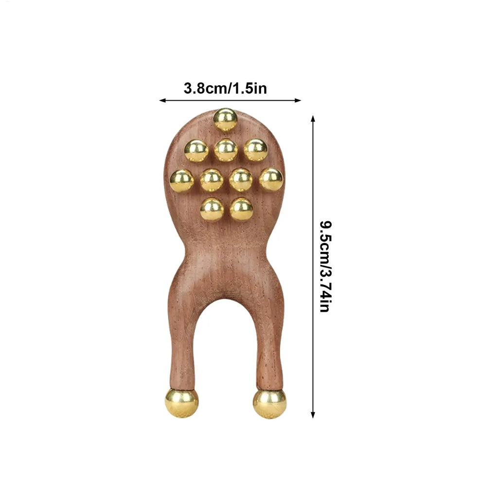 Wooden Face Massager – Sandalwood Brass Bead Gua Sha Tool Facial Massage Tool Axl