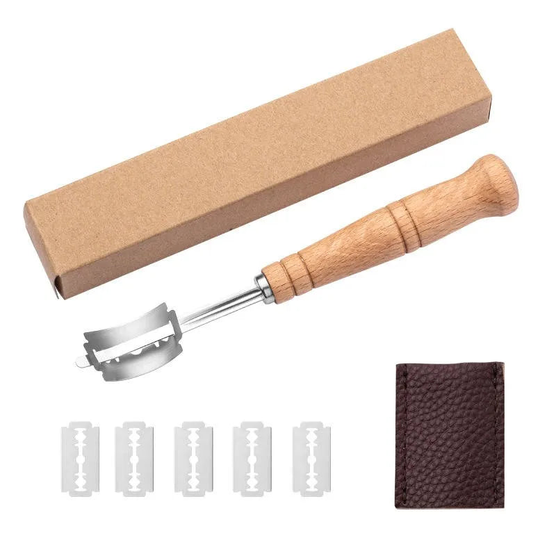 Wood Handle Bread Lame & Dough Scoring Knife + 5 Blades Bread Scoring Lame Axl 1 PCS