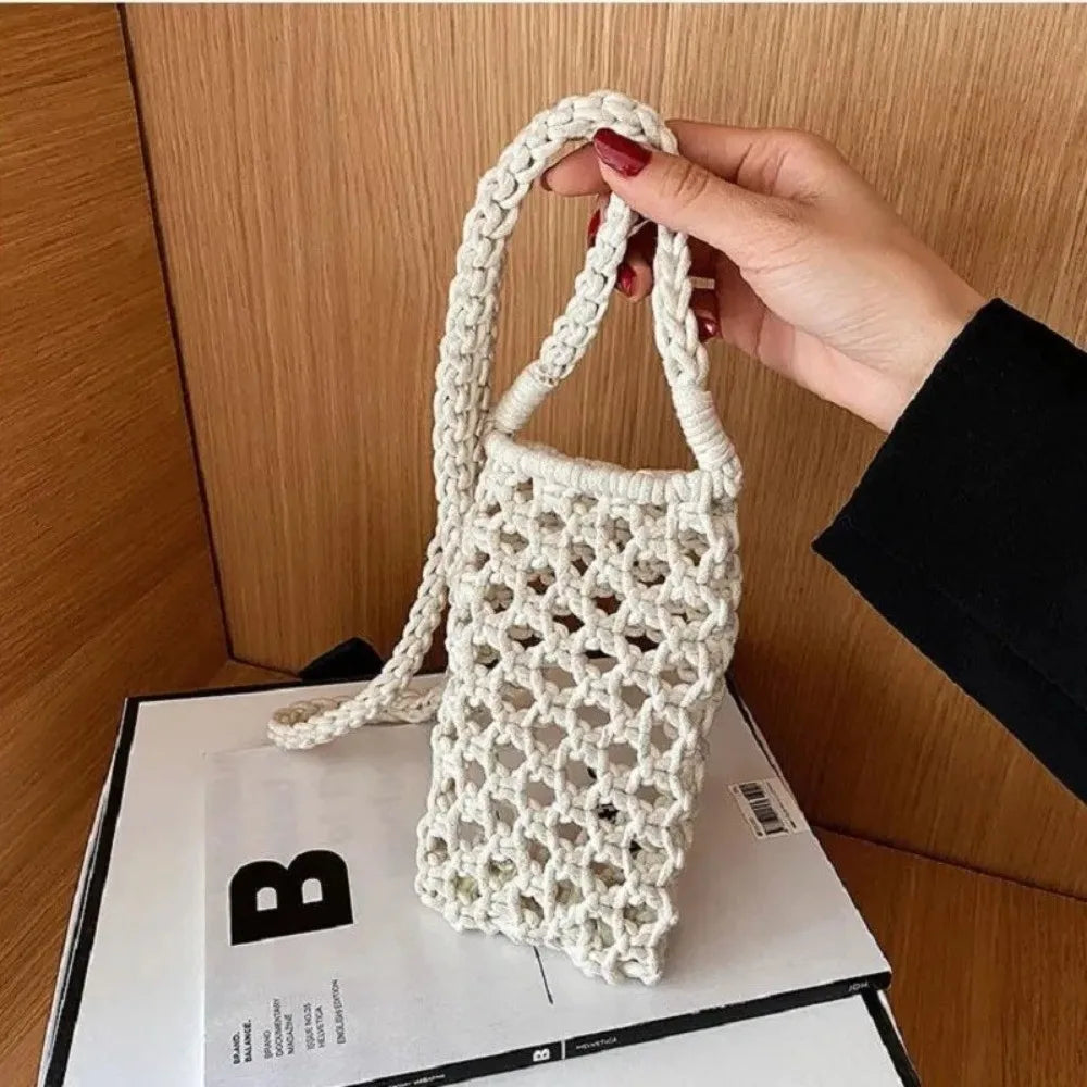 Crochet Crossbody Phone Bag – Woven Hollow-Out Mini Purse Crossbody Phone Bag Axl