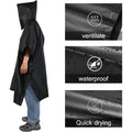 3-in-1 Waterproof Rain Poncho – Hooded Outdoor Raincoat Rain Poncho Axl black
