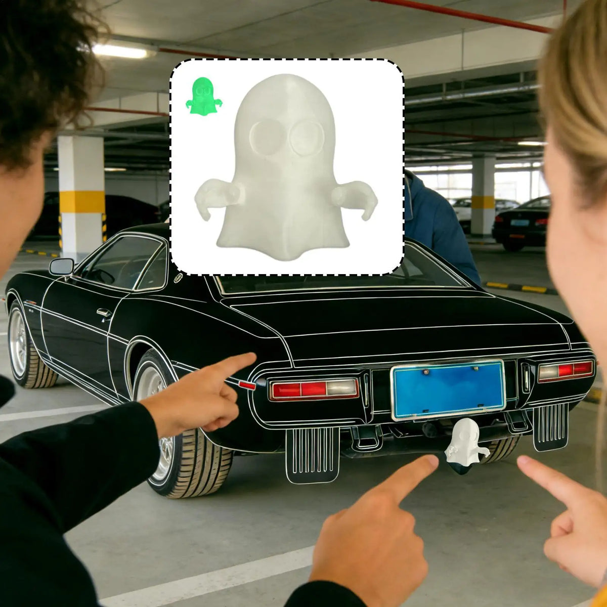 Ghost Glow-in-the-Dark Trailer Hitch Cover Plug | 3D Printed Trailer Hitch Cover Axl