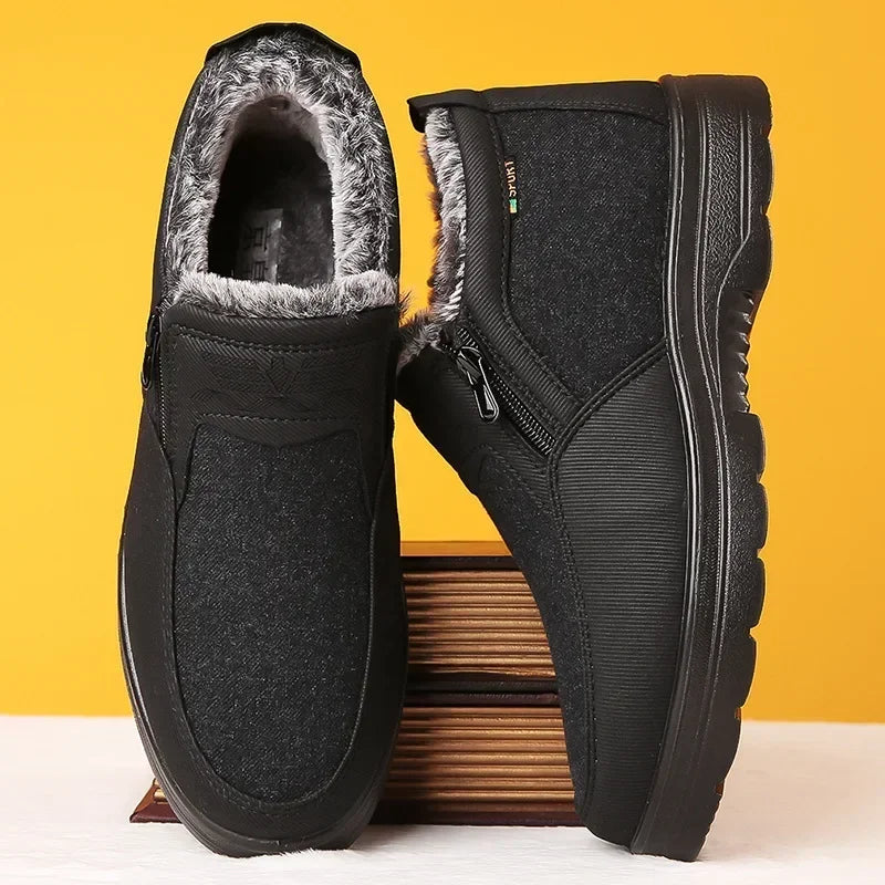YBQJOO Men's Plush Winter Ankle Boots – Warm & Anti-Slip Men's Winter Boots Axl black 48
