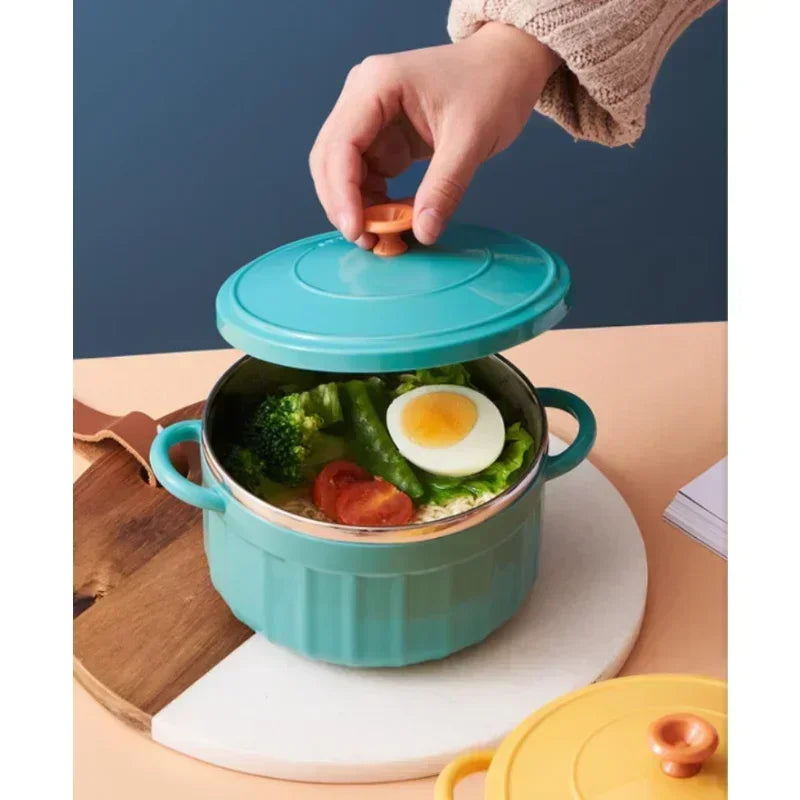 Insulated Stainless Steel Noodle Bowl 850ml – Portable Lunch Box Insulated Lunch Bowl Axl