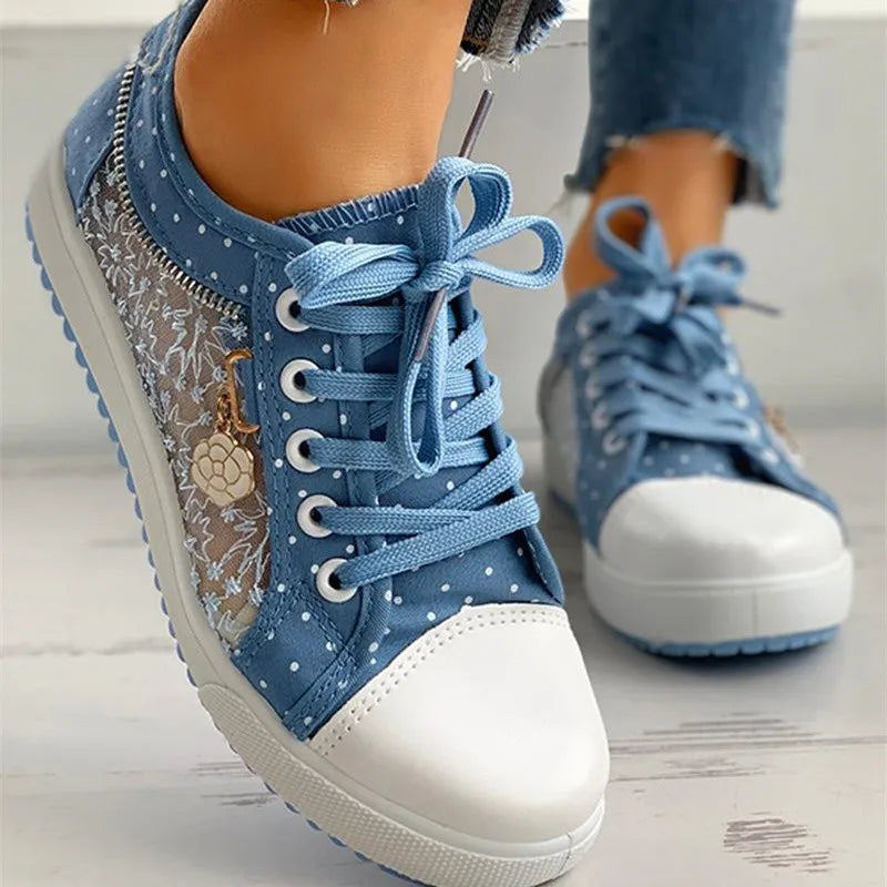 YBQJOO Women's Mesh Canvas Flat Shoes – Lightweight Casual Canvas Flat Shoes Axl baby blue 40