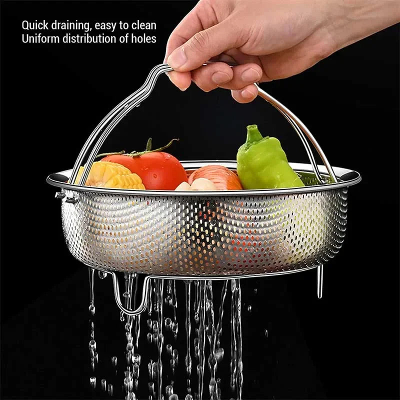 KEMORELA Stainless Steel Steam Basket with Foldable Handle Steamer Basket Axl