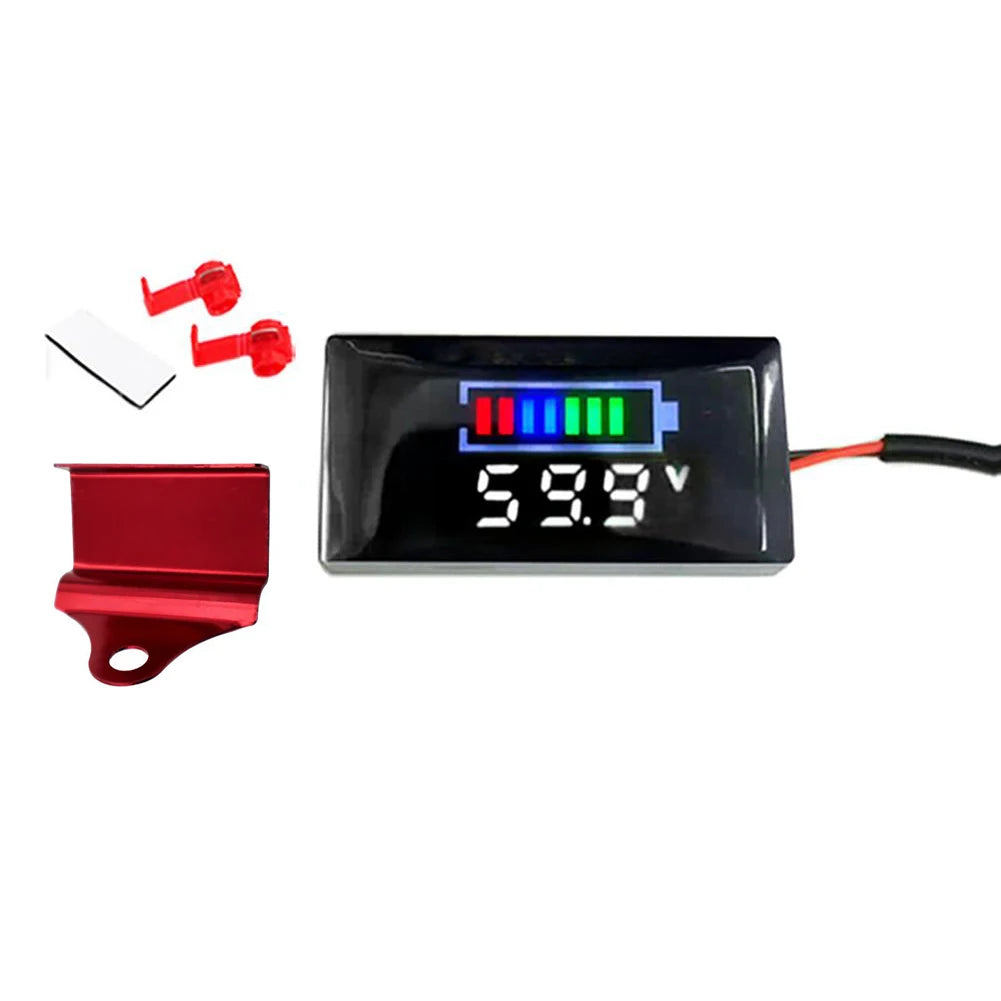 Mini LED Digital Voltmeter DC 12V–150V | Motorcycle & EV Digital Panel Voltmeter Axl Bracket Red white China Mainland