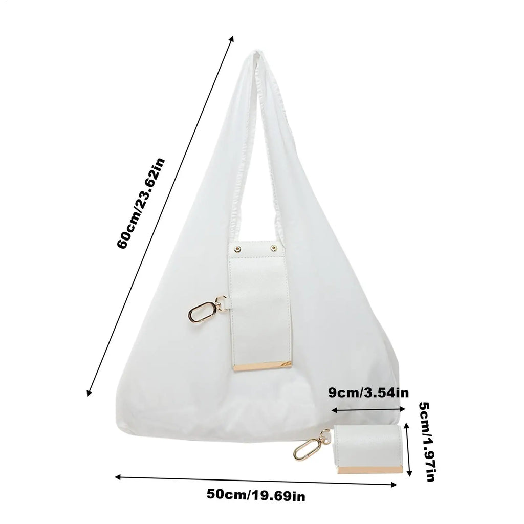 Foldable PU Leather Tote Bag for Women – Keychain Purse Foldable Tote Bag Axl