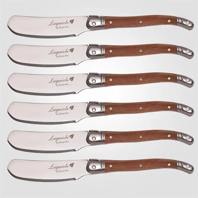 Laguiole-Style Butter & Cheese Spreader Set 4-6 Pcs | Rainbow Cheese Spreader Set Axl 6pcs wood