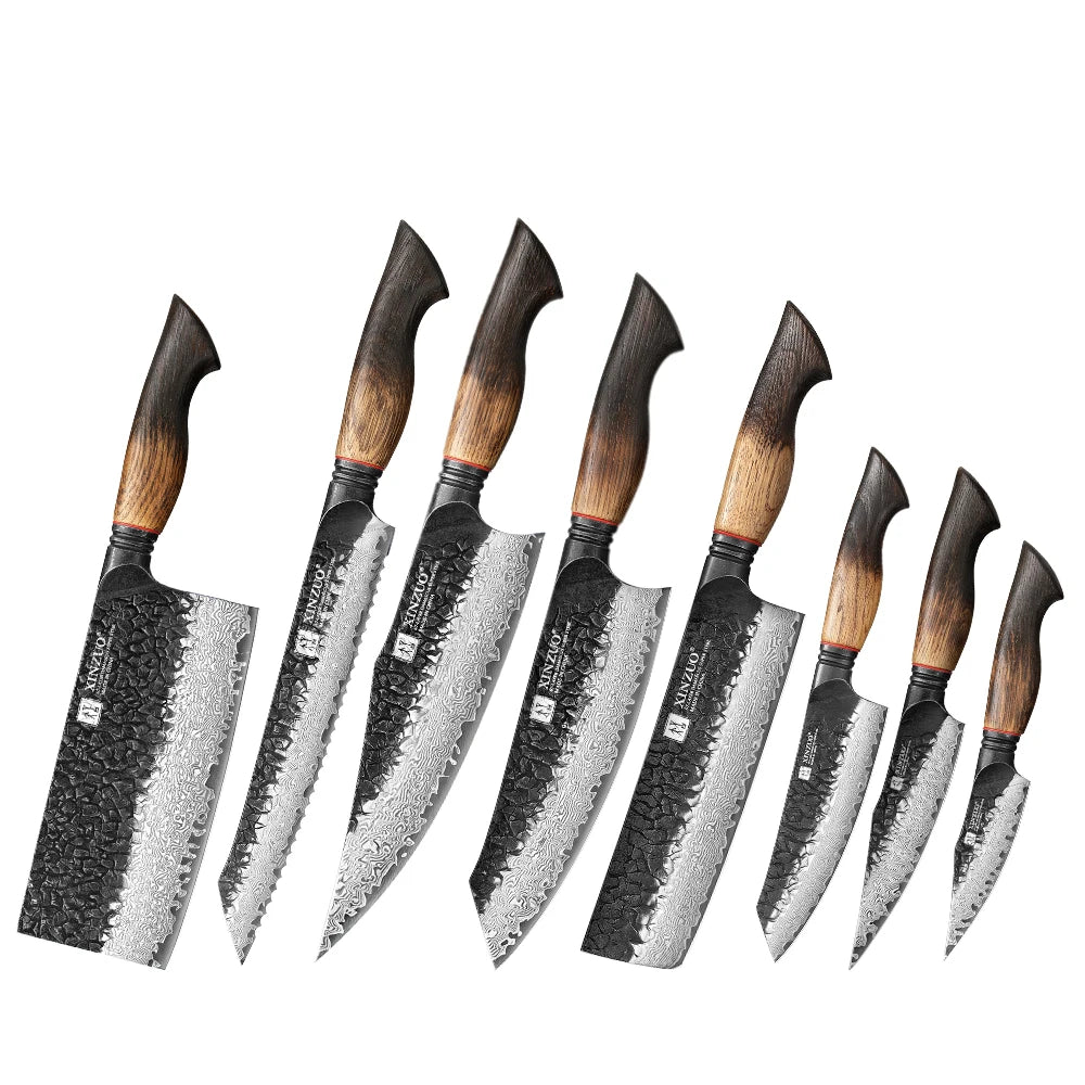 XINZUO 8-Piece Damascus Steel Kitchen Knife Set | 67 Layers Kitchen Knife Set Axl 8PCS Knife Set