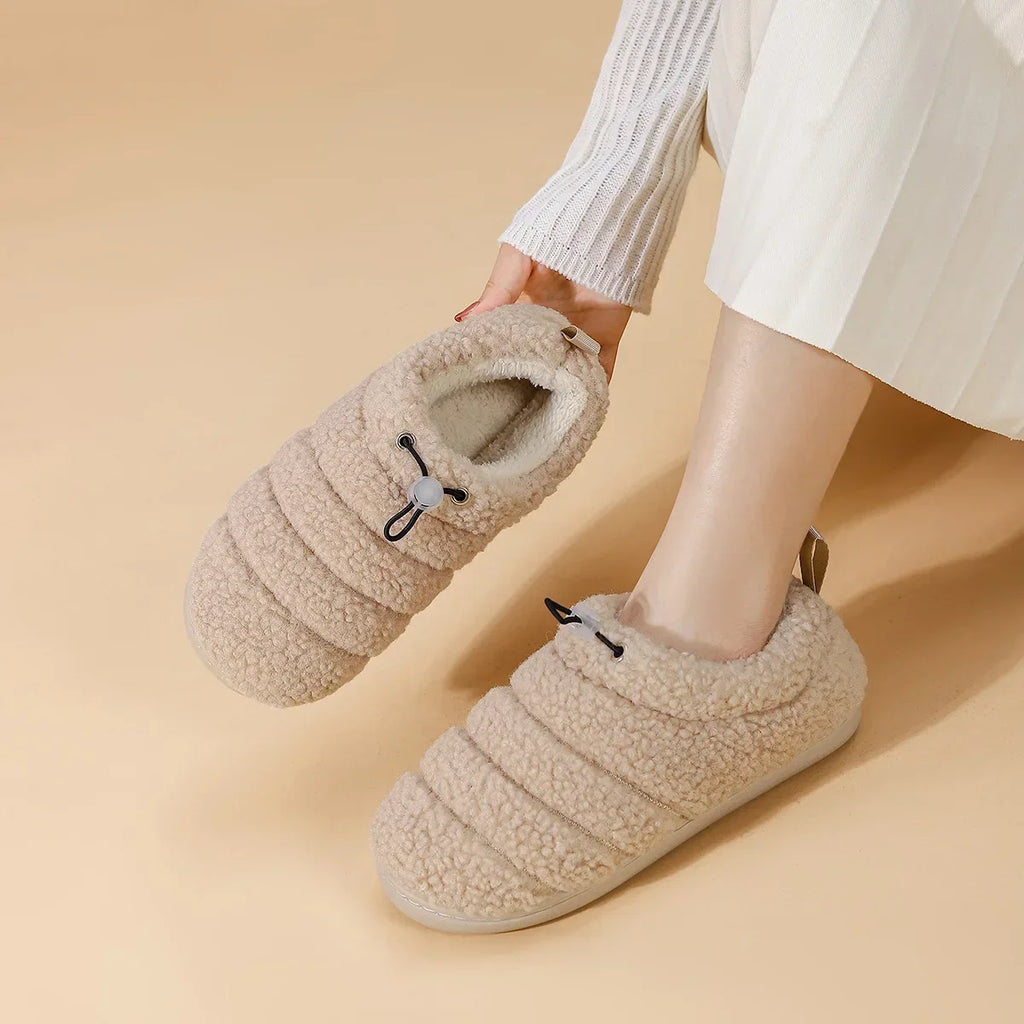 Women's Plush Fluffy Slip-On Shoes – Warm Anti-Slip Indoor Flats Plush Slip-On Slippers Axl
