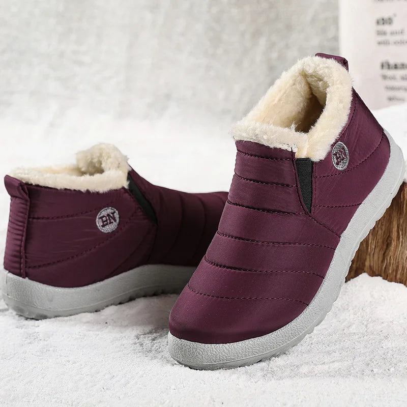 HAJINK Women's Waterproof Ankle Snow Boots – Fur Lined Winter Women's Snow Boots Axl BNRed 42