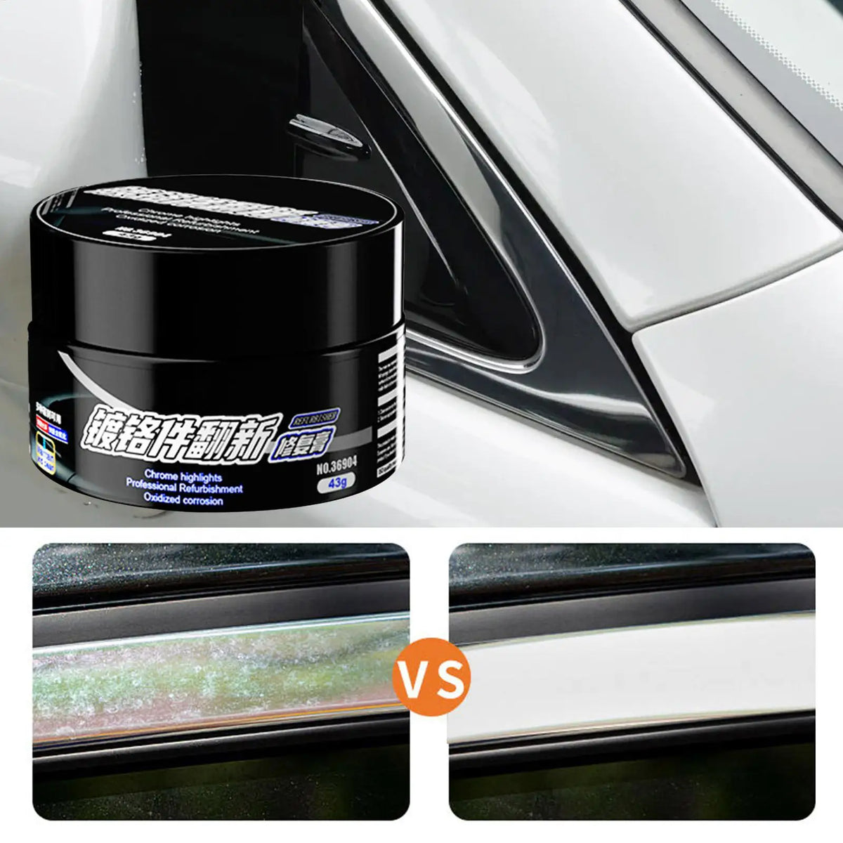 Chrome Restorer Paste 43g – Auto Chrome Polish & Oxidation Remover Chrome Polish Paste Axl