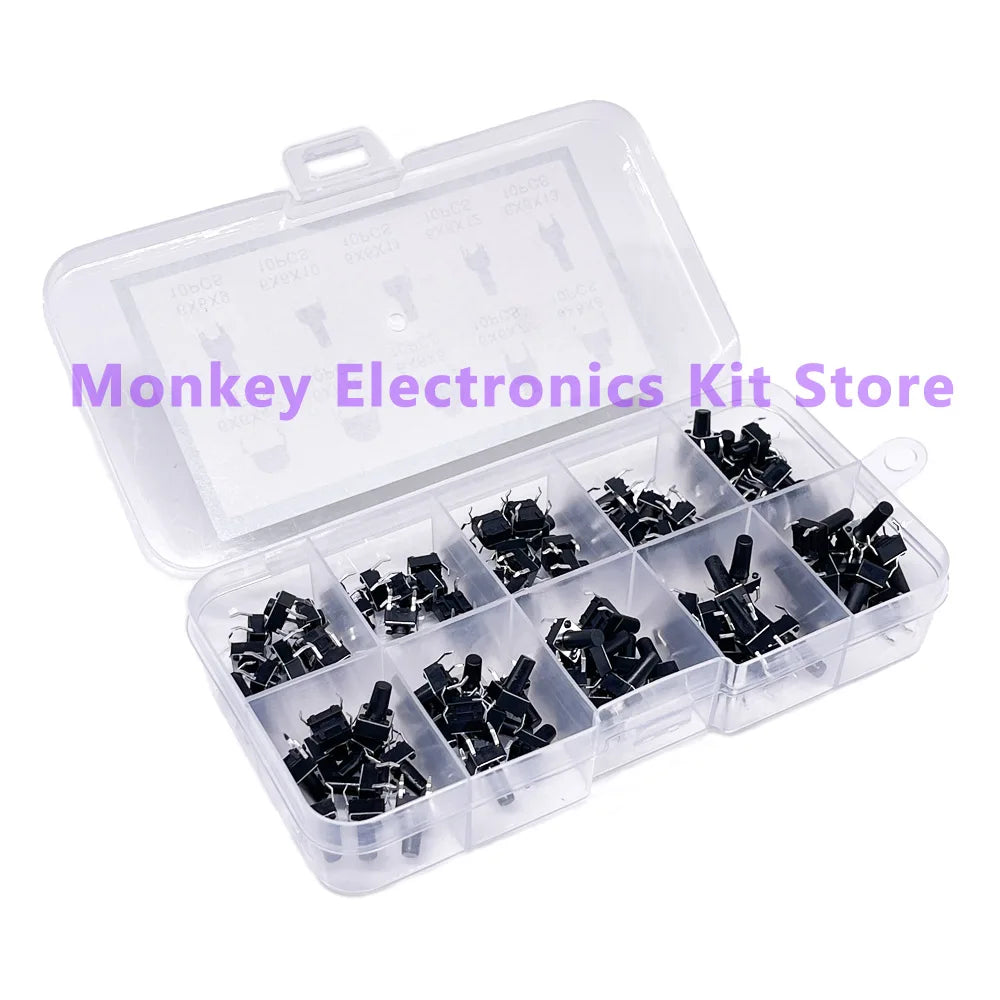 Push Button Switch Kit 100/180/200 PCS – 10 Types Assortment Switch Assortment Kit Axl 100 PCS