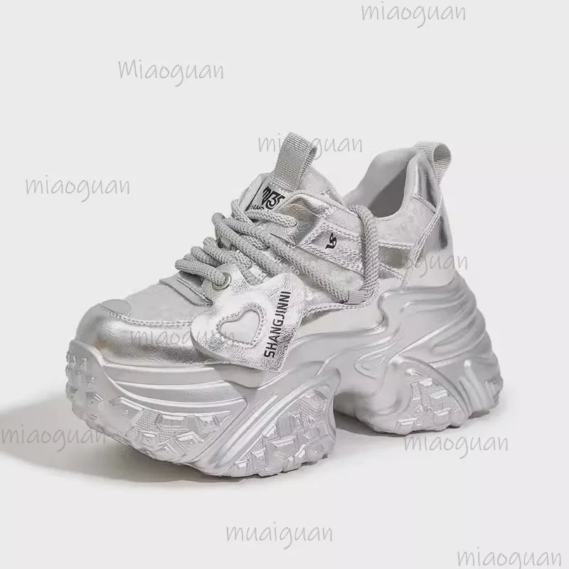 Women's 7CM Chunky Platform Sneakers – Non-Slip Zip Casual Platform Sneakers Axl