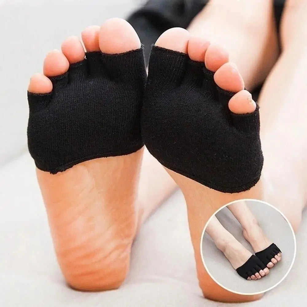 Half Toe Five-Toe Separator Linen Socks – Foot Care (1 Pair) Toe Separator Socks Axl One Size black
