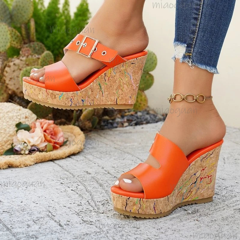 Women's Wedge Platform Sandals – High Heel Gladiator Slip-On Wedge Platform Sandals Axl