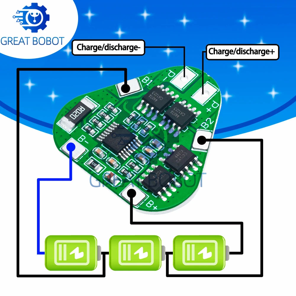 3S 12V 18650 Li-ion BMS Protection Board 8A – 3-Cell PCM Battery Protection Board Axl Default Title