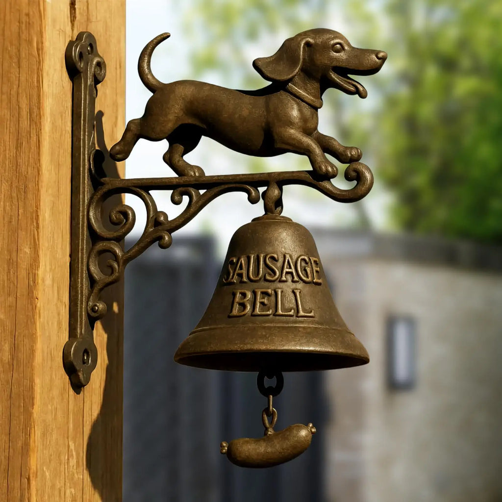 Witch Dachshund Outdoor Dinner Bell | Retro Farmhouse Door Chime Decorative Door Bell Axl