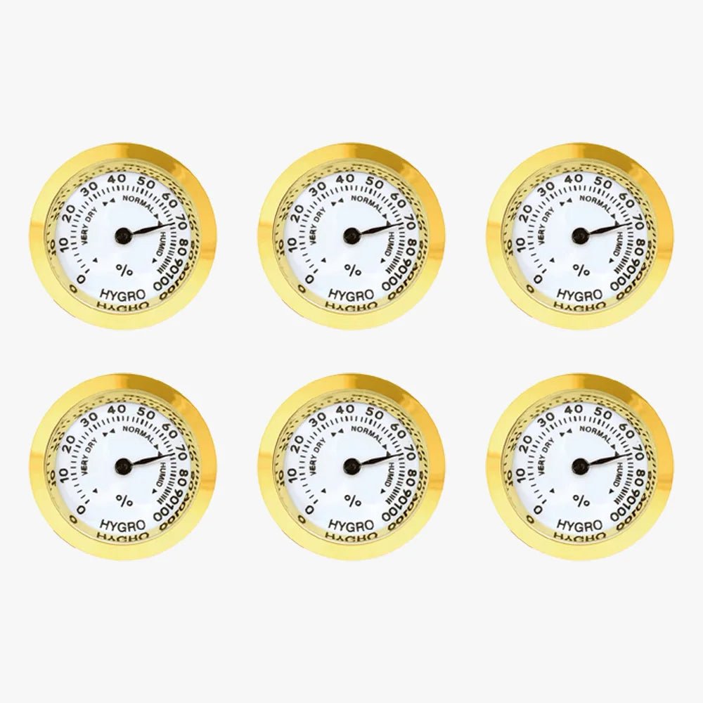 43mm Round Analog Hygrometer for Humidors, Guitar & Wine Box Analog Hygrometer Axl Golden-6pc