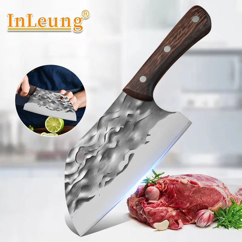 Forged Meat Cleaver Chef Knife – Stainless Steel Wooden Handle Meat Cleaver Knife Axl