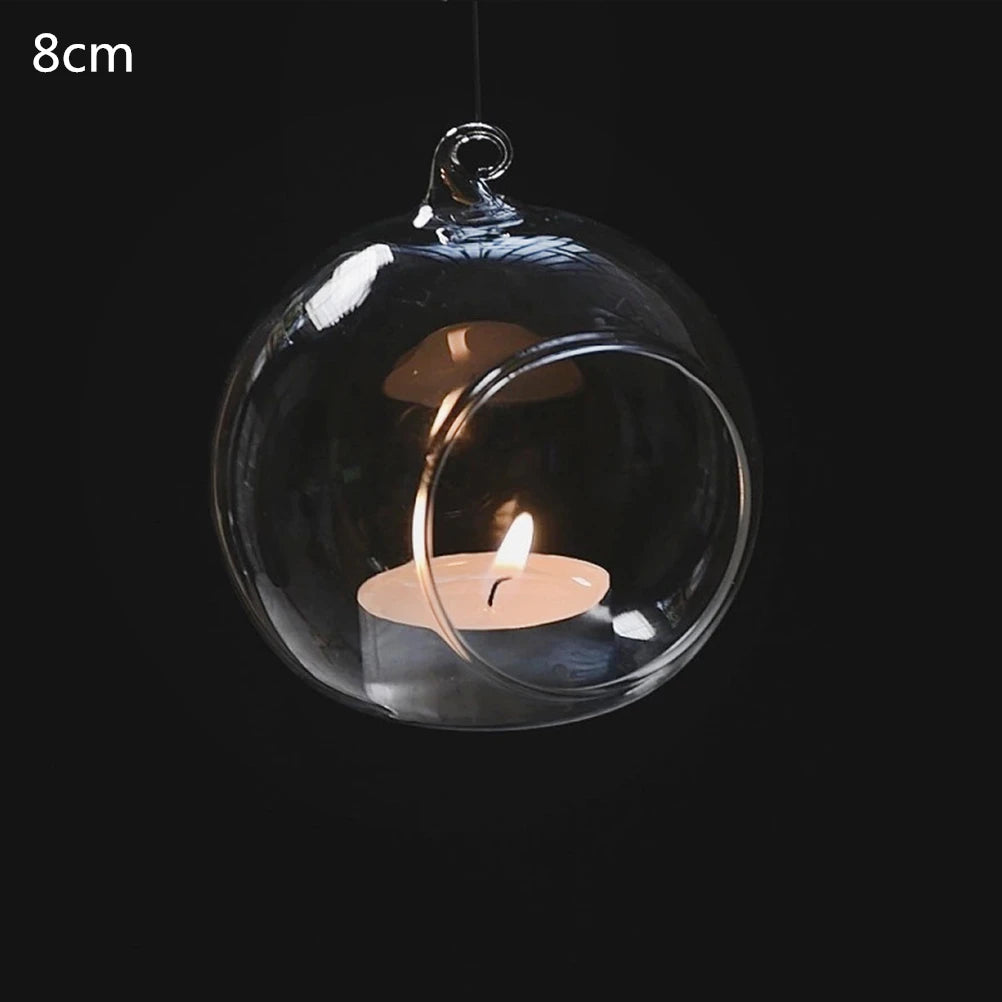 Hanging Clear Glass Terrarium Tea Light Candle Holder – Bubble Globe Glass Candle Holder Axl 8cm