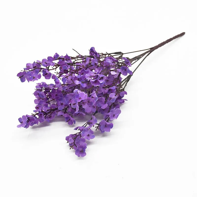 Silk Artificial Gypsophila Peach Blossom Stems | Wedding Décor Artificial Flower Stems Axl (PURPLE) 3 pieces
