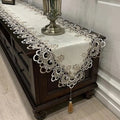 White Lace Embroidered Table Runner – Dust-Proof Fabric Cover Lace Table Runner Axl WHITE 40x120cm