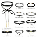 10-Piece Black Velvet Choker Necklace Set – Gothic & Classic Choker Necklace Set Axl Set Black