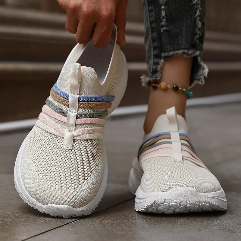 Women's Pastel Slip-On Platform Sneakers – Breathable Mesh Platform Sneakers Axl