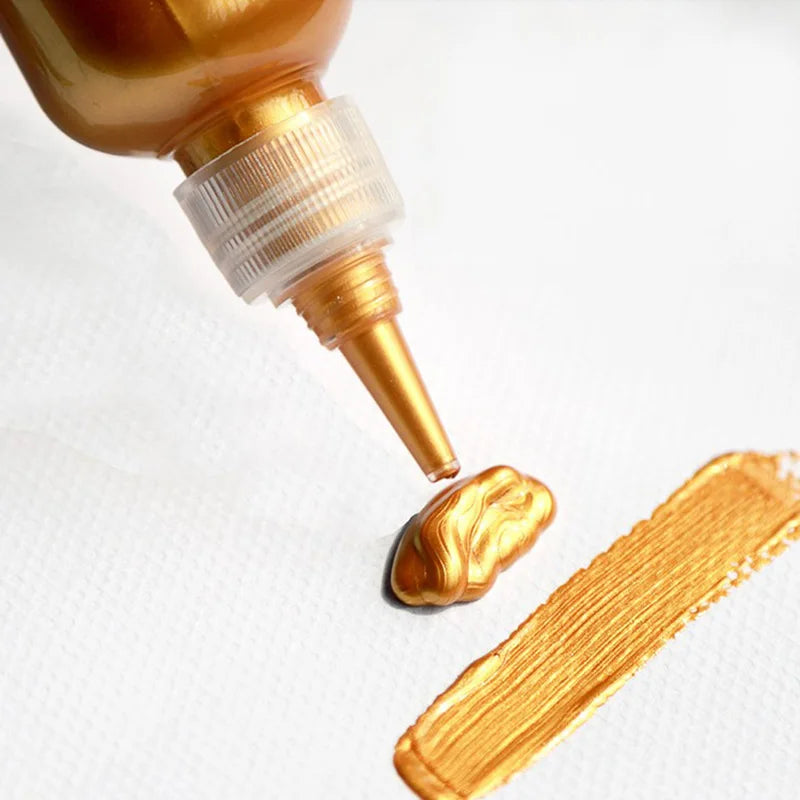 60ml Metallic Acrylic Paint – Gold, Silver & Copper DIY Pigment Acrylic Craft Paint Axl Gold