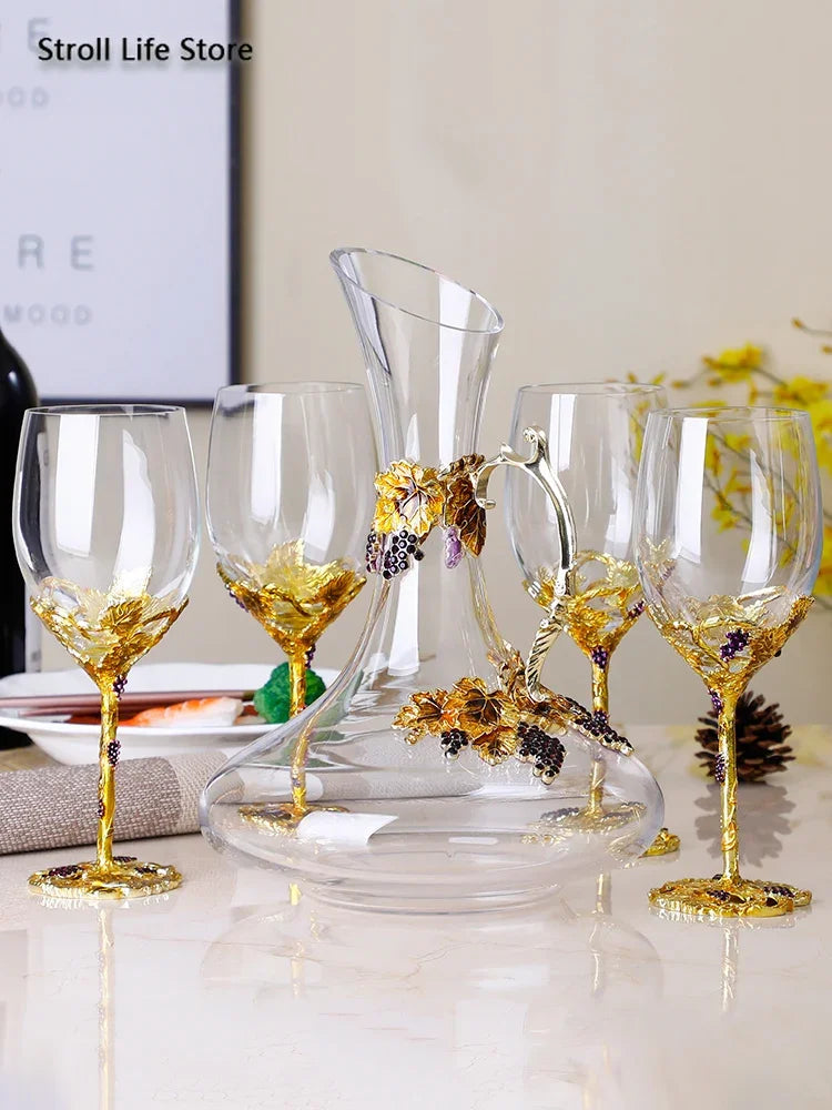 Enamel Crystal Wine Glass & Decanter Set | Gift Box Crystal Wine Glass Set Axl