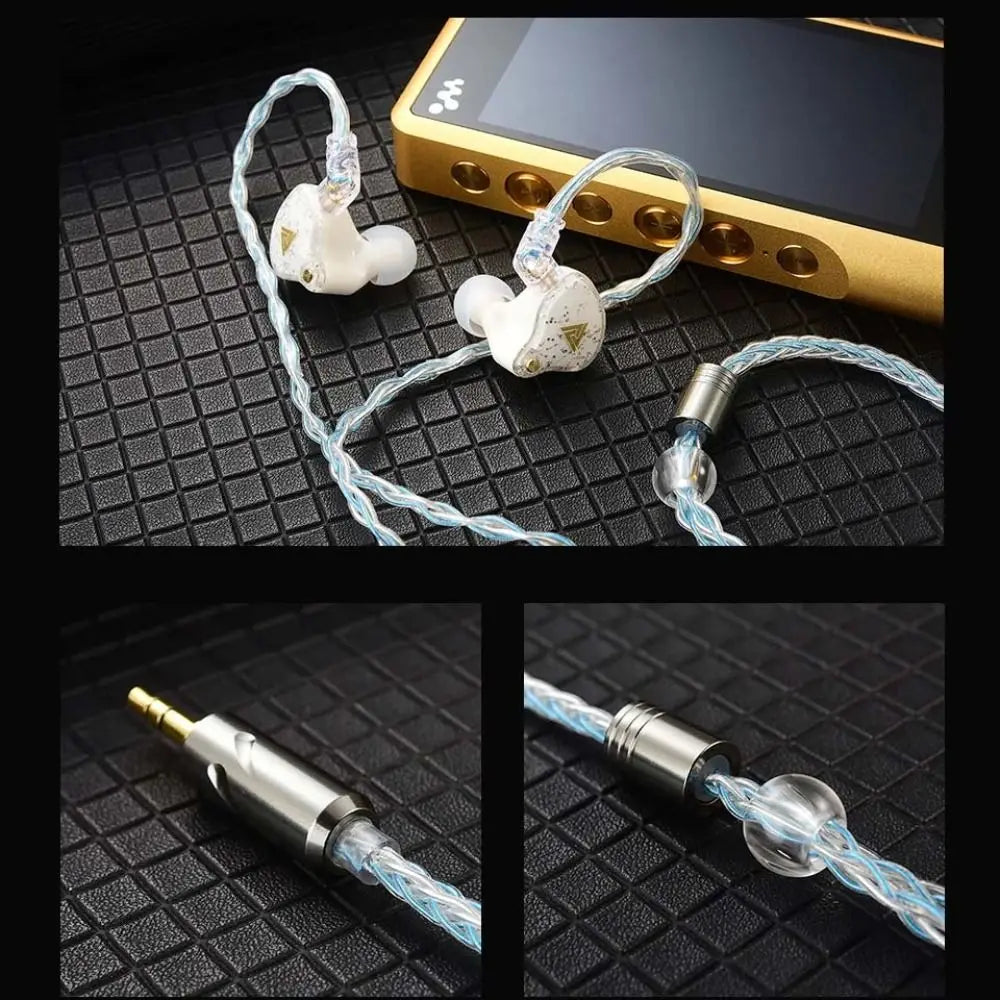 QKZ T1 Silver Plated Earphone Upgrade Cable 8-Strand 2Pin Earphone Upgrade Cable Axl