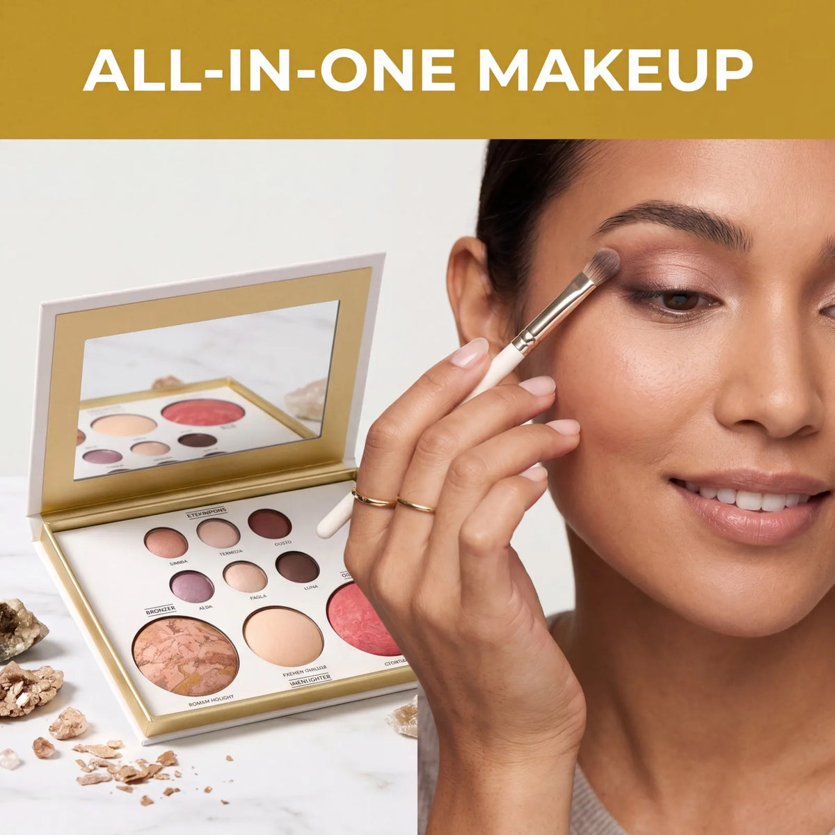 Gilded All-in-One Makeup Palette – Eyeshadow, Bronzer, Blush Makeup Palette Axl
