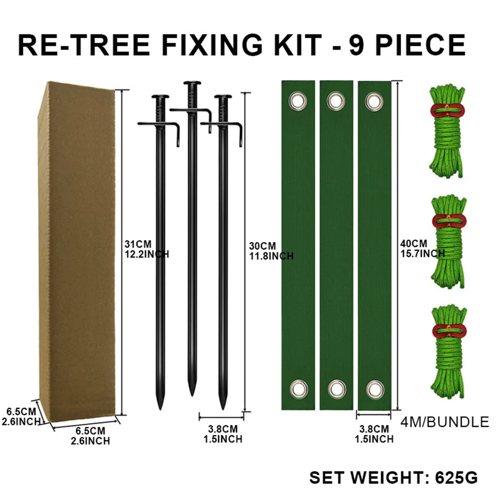 Tree Stake & Support Kit for Newly Planted Young Trees Tree Staking Kit Axl Green Rope
