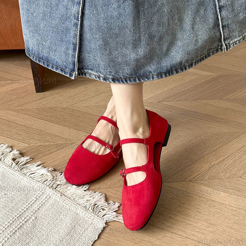 Women's Double Strap Mary Jane Ballet Flats | Retro Sandals Ballet Flat Sandals Axl