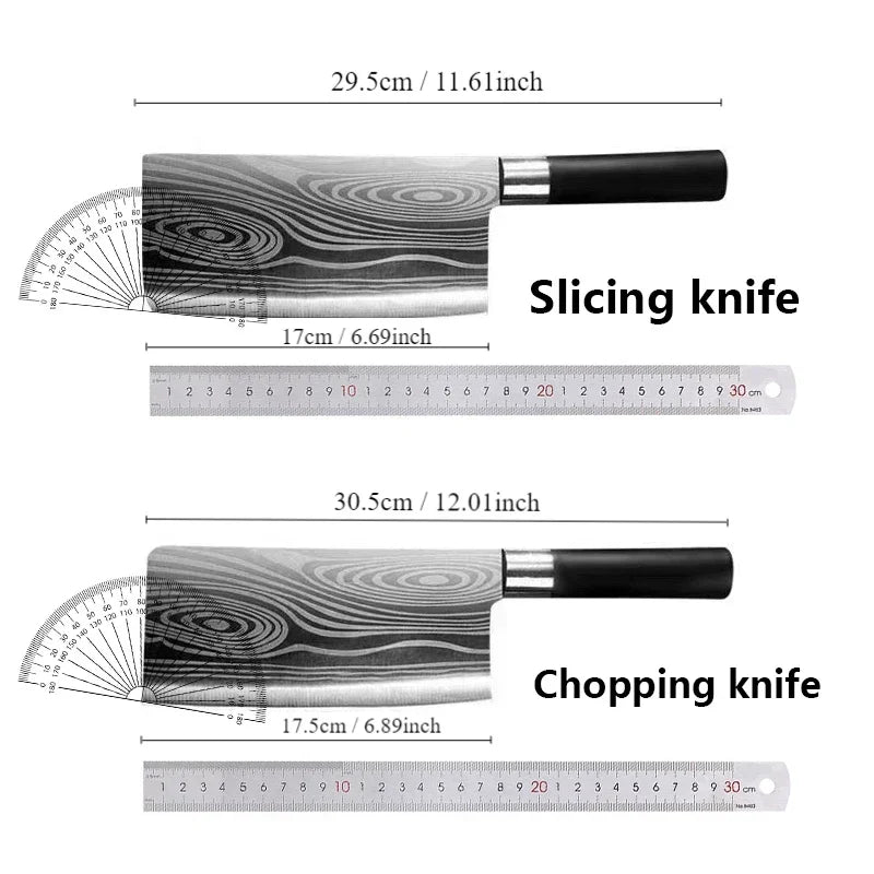 Damascus Pattern Chef Knife Set with Scissors & Sharpening Rod Kitchen Knife Set Axl