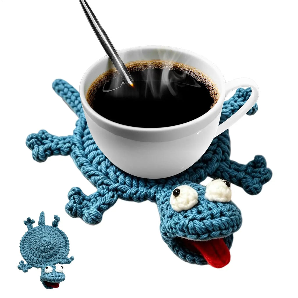 Crochet Lizard Coaster – Funny Animal Cotton Drink Mat Gift Crochet Coaster Axl Default Title