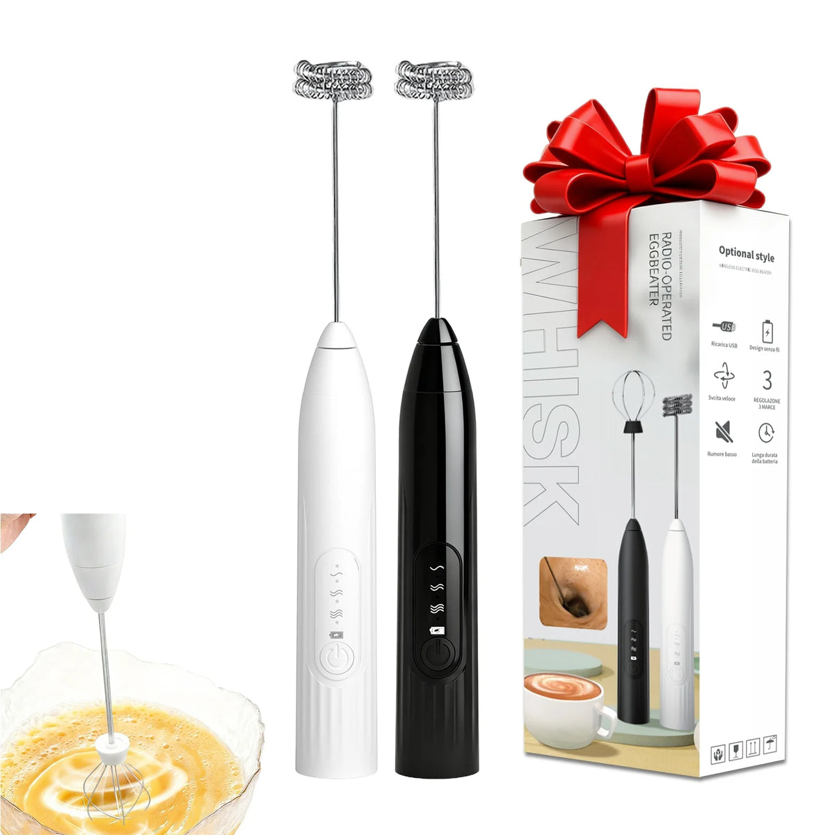 Handheld Milk Frother – 2/3 Whisks, Rechargeable Foam Maker Handheld Milk Frother Axl