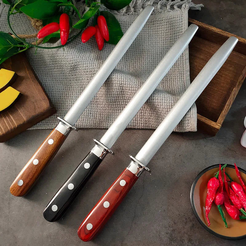 Diamond Dust Knife Sharpening Rod – Wooden Handle Whetstone Knife Sharpening Rod Axl