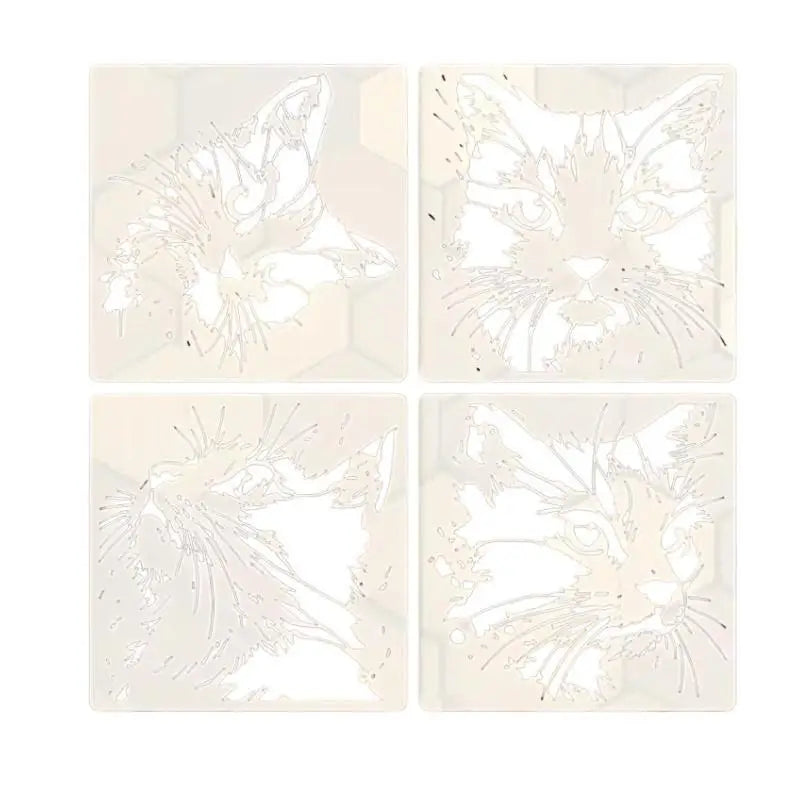 4-Pack Reusable Cat Stencils – DIY Kitten Painting Templates Craft Stencil Set Axl