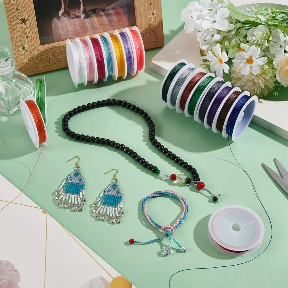 20 Colors 219 Yards Beading String – 0.4mm Knotting Cord Set Beading Cord Set Axl