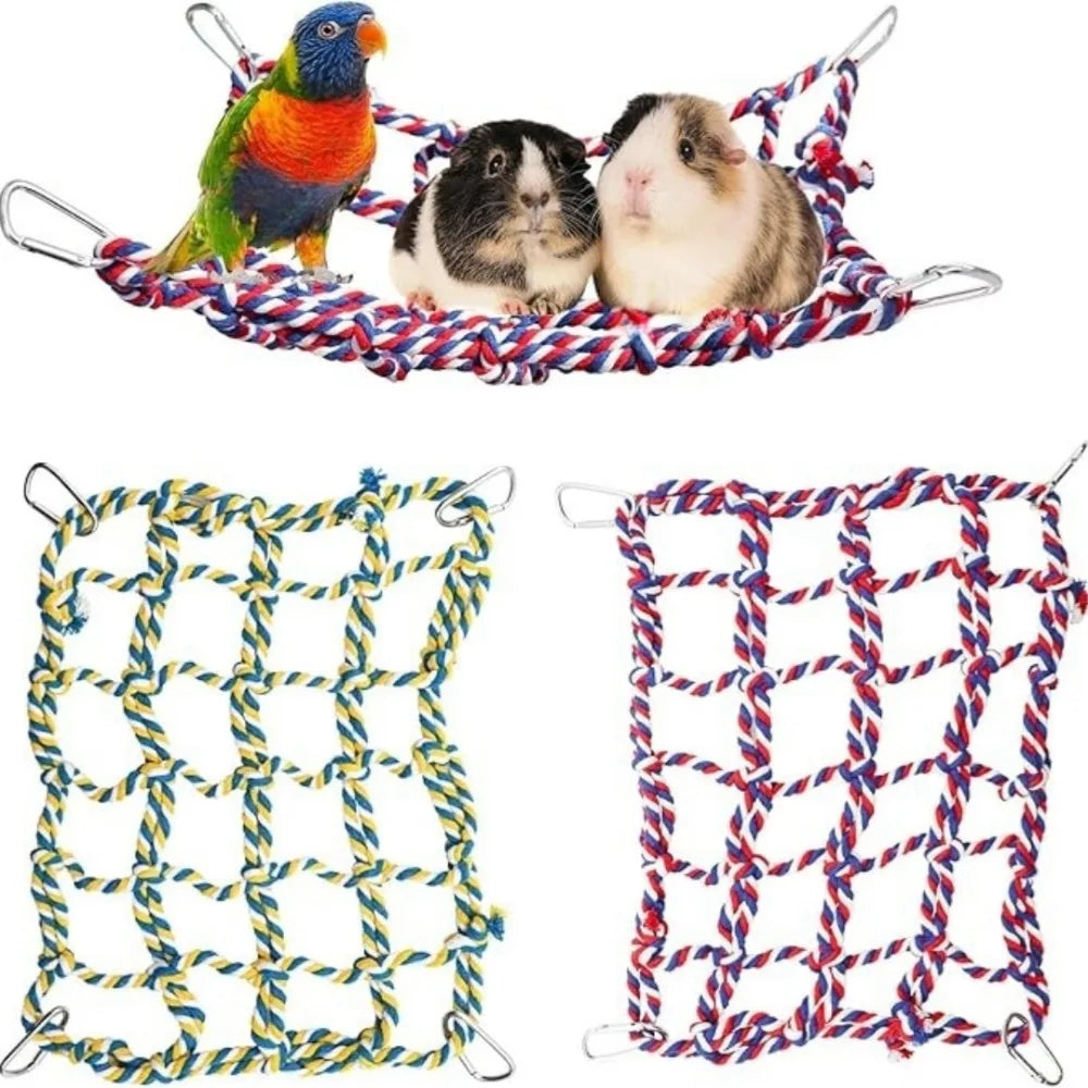 Cotton Rope Pet Hammock Climbing Net for Parrots & Guinea Pigs Pet Hammock Net Axl
