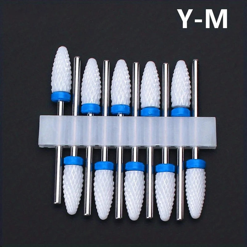 10-Pc Ceramic Nail Drill Bits Set – Manicure & Pedicure Kit Nail Drill Bits Axl 10PCS Y M