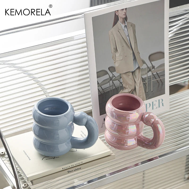 KEMORELA Ceramic Mug – Circle Bubble Design | Microwave Safe Ceramic Coffee Mug Axl